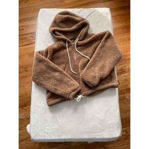 Cropped teddy sweater